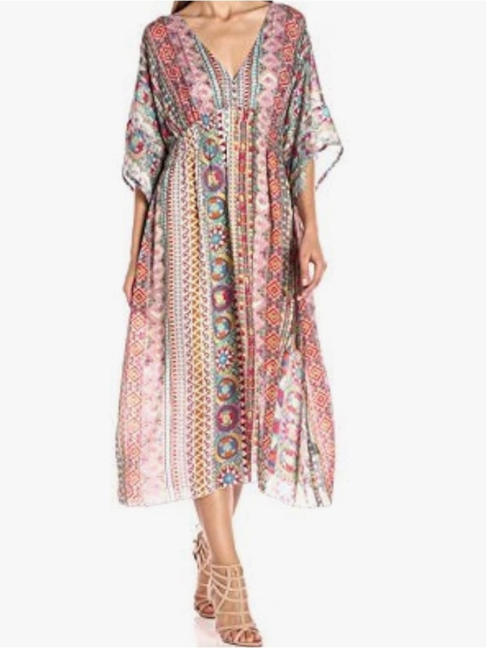 Johnny Was Oxilus Silk Kimono 3/4-sleeve Midi Dress XS